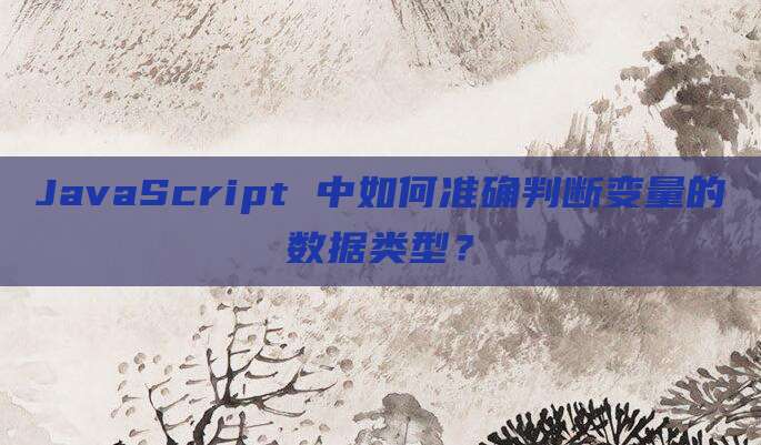 JavaScript 中如何准确判断变量的数据类型？