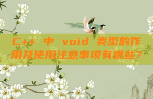 C++ 中 void 类型的作用及使用注意事项有哪些？