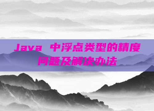 Java 中浮点类型的精度问题及解决办法
