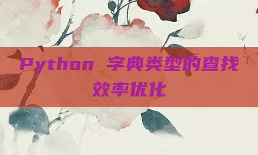 Python 字典类型的查找效率优化