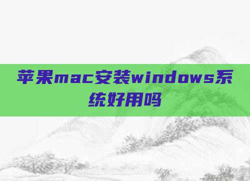 苹果mac安装windows系统好用吗