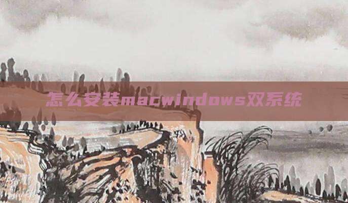 怎么安装macwindows双系统
