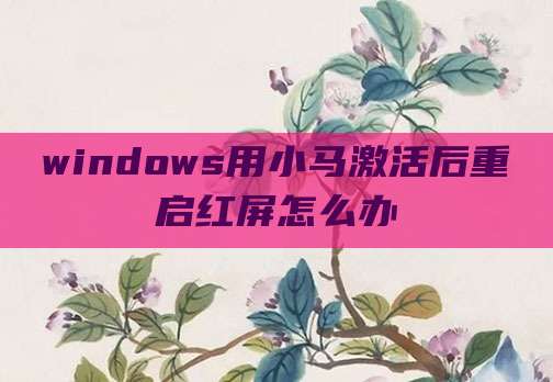 windows用小马激活后重启红屏怎么办