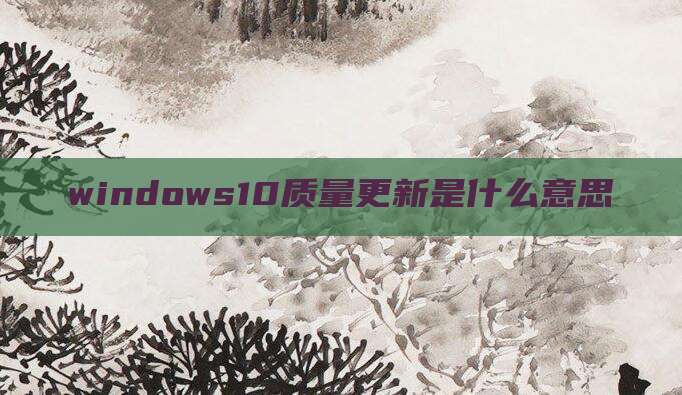 windows10质量更新是什么意思