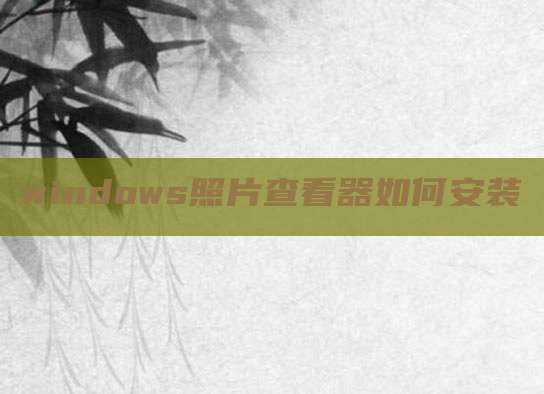 windows照片查看器如何安装