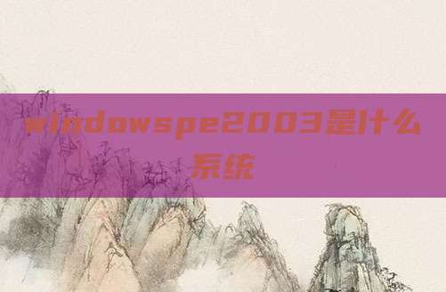 windowspe2003是什么系统