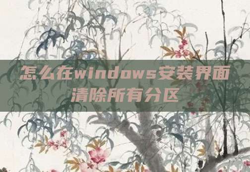 怎么在windows安装界面清除所有分区
