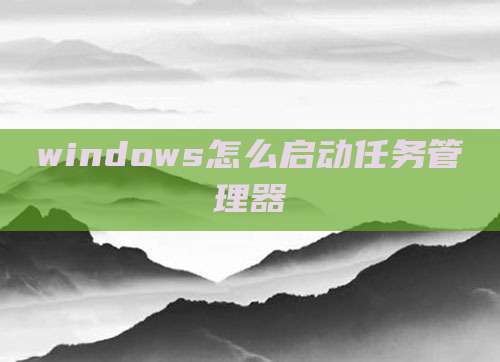 windows怎么启动任务管理器
