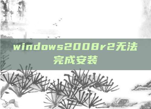 windows2008r2无法完成安装