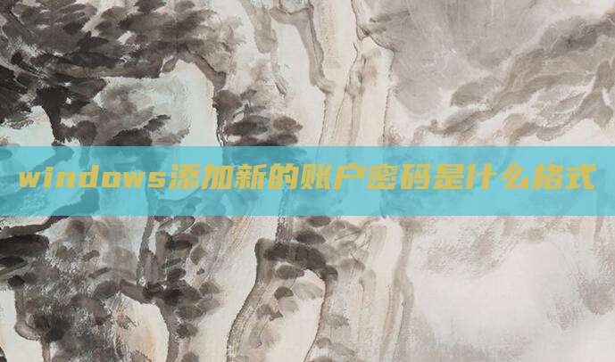 windows添加新的账户密码是什么格式
