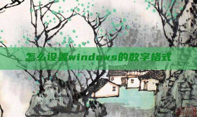 怎么设置windows的数字格式