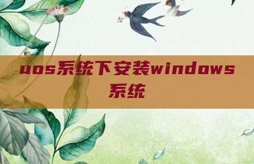 uos系统下安装windows系统