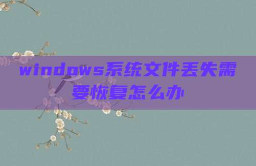 windows系统文件丢失需要恢复怎么办