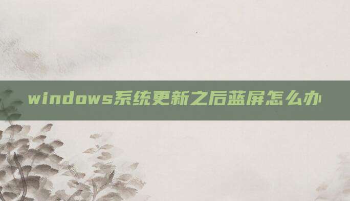 windows系统更新之后蓝屏怎么办