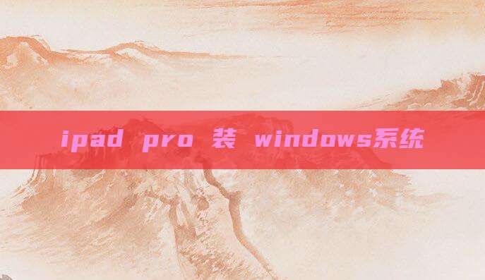 ipad pro 装 windows系统