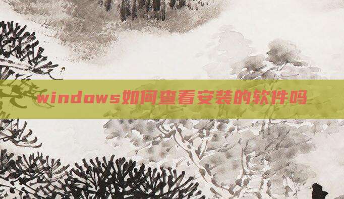 windows如何查看安装的软件吗