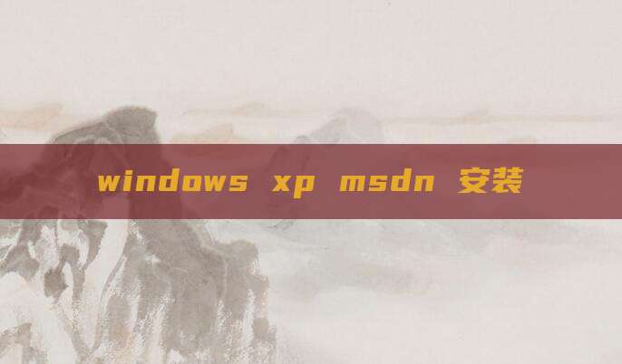 windows xp msdn 安装