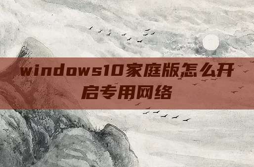 windows10家庭版怎么开启专用网络