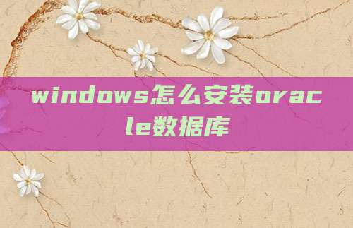 windows怎么安装oracle数据库