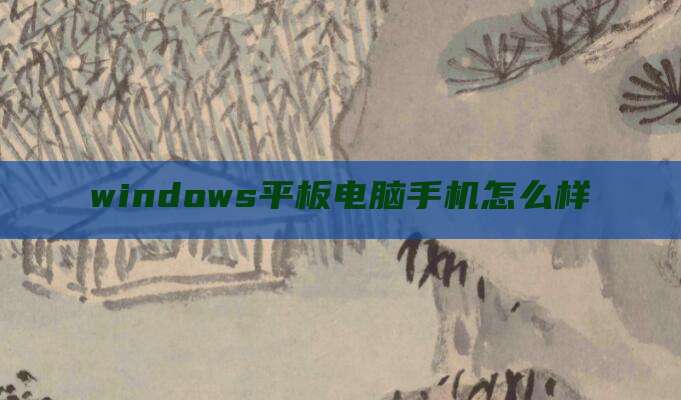 windows平板电脑手机怎么样
