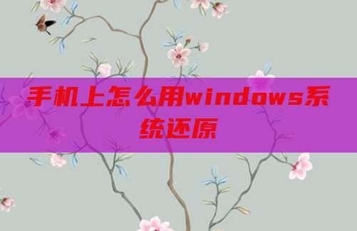 手机上怎么用windows系统还原