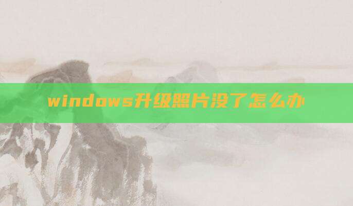 windows升级照片没了怎么办