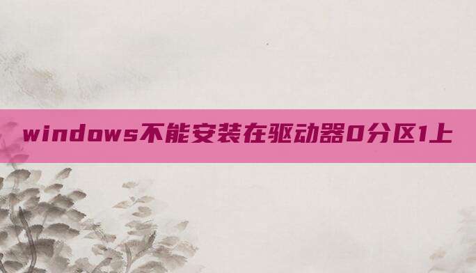 windows不能安装在驱动器0分区1上