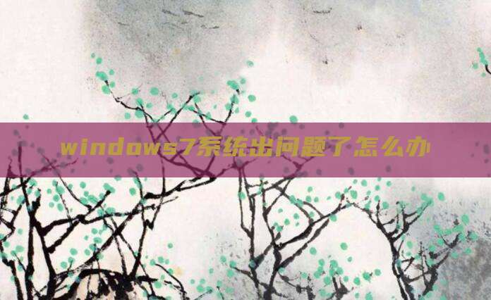 windows7系统出问题了怎么办