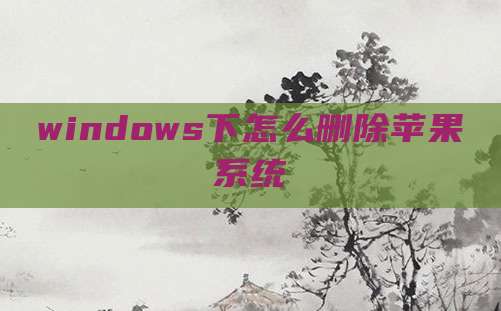 windows下怎么删除苹果系统