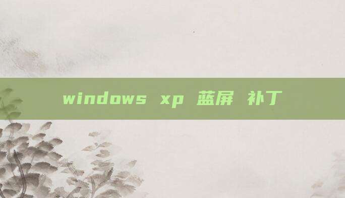 windows xp 蓝屏 补丁