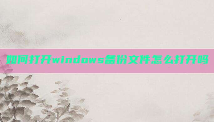 如何打开windows备份文件怎么打开吗