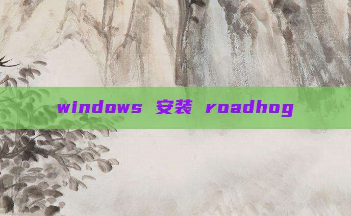 windows 安装 roadhog