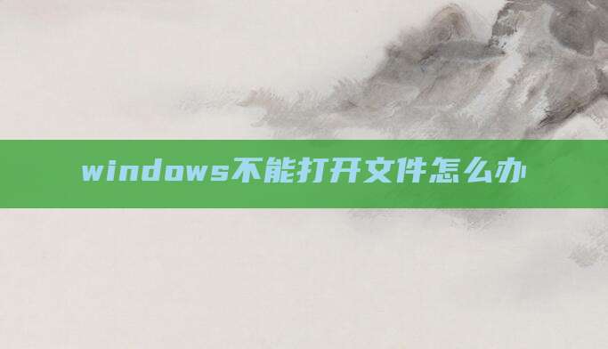 windows不能打开文件怎么办