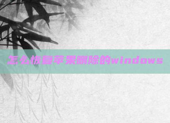 怎么恢复苹果删除的windows