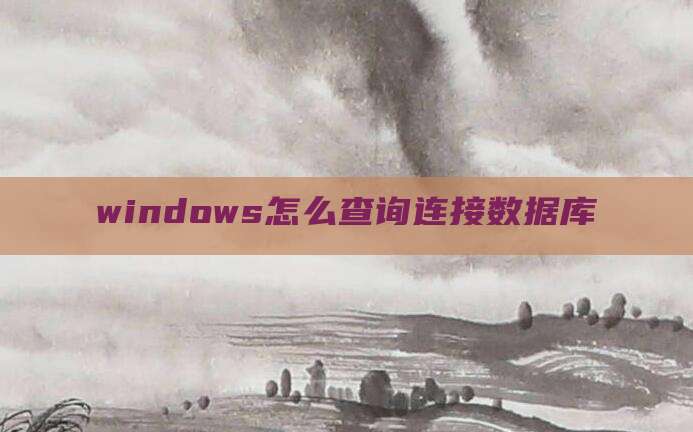 windows怎么查询连接数据库