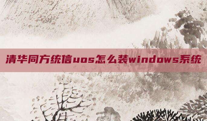 清华同方统信uos怎么装windows系统