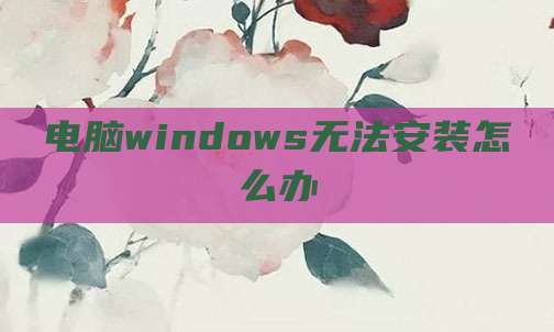 电脑windows无法安装怎么办