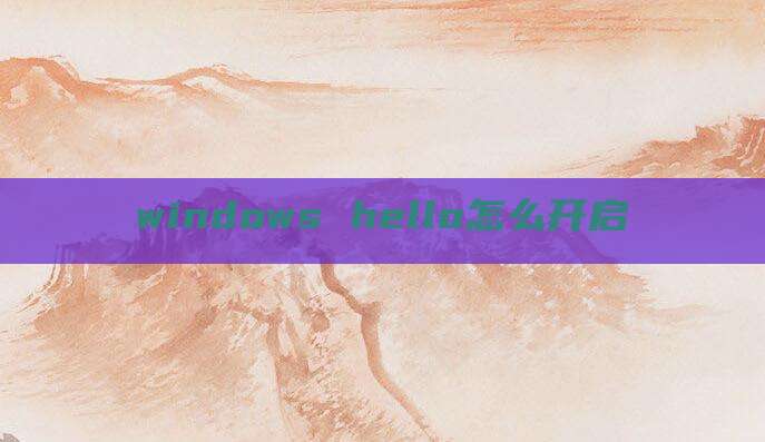 windows hello怎么开启