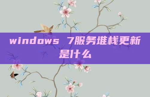 windows 7服务堆栈更新是什么