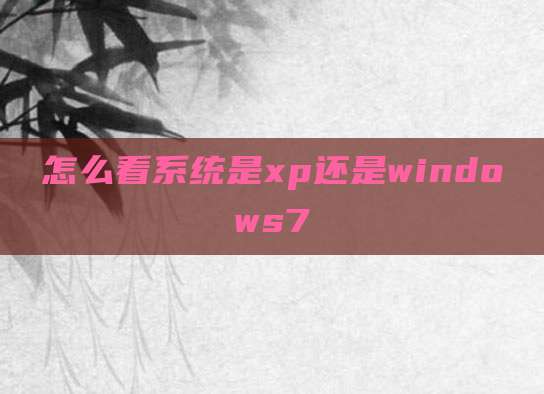 怎么看系统是xp还是windows7