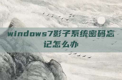 windows7影子系统密码忘记怎么办