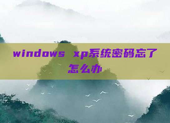 windows xp系统密码忘了怎么办