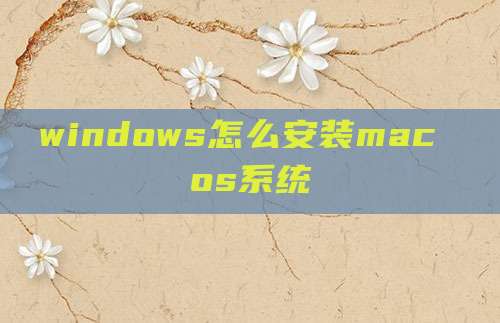 windows怎么安装mac os系统