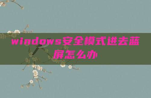 windows安全模式进去蓝屏怎么办