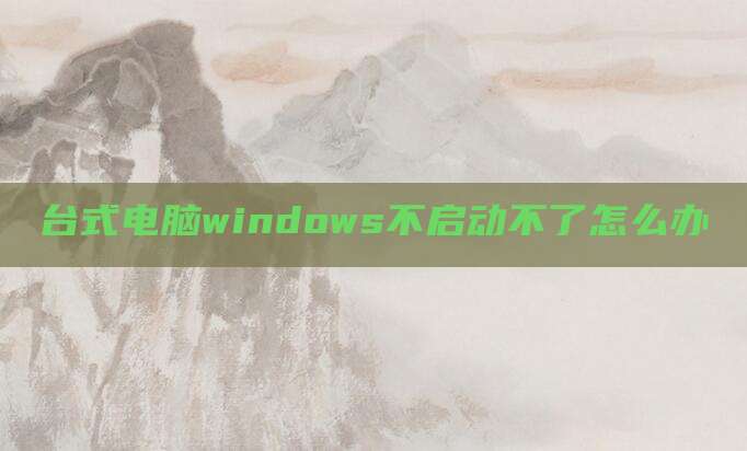 台式电脑windows不启动不了怎么办