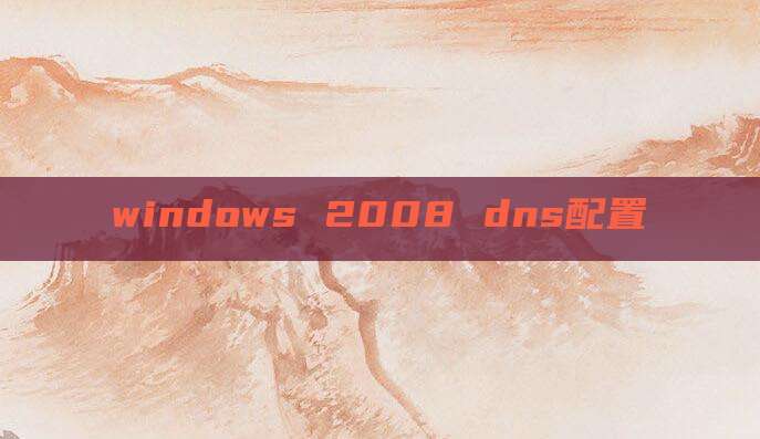 windows 2008 dns配置