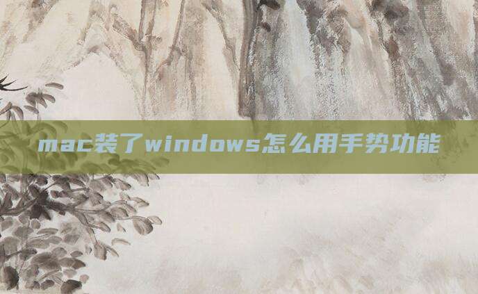 mac装了windows怎么用手势功能