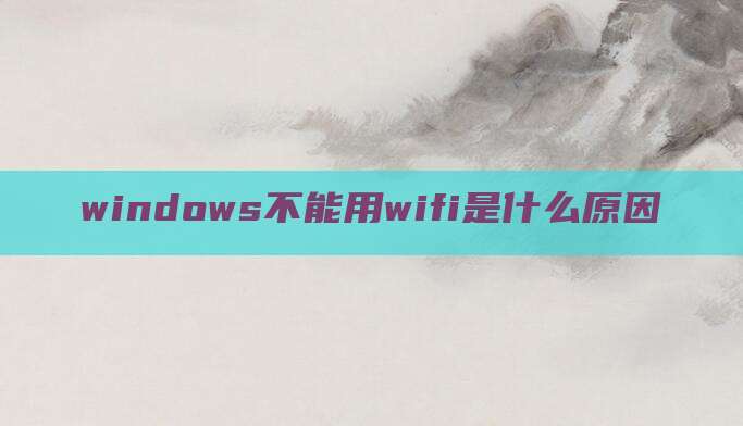 windows不能用wifi是什么原因