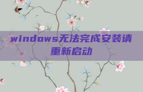 windows无法完成安装请重新启动