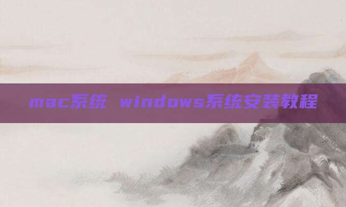 mac系统 windows系统安装教程